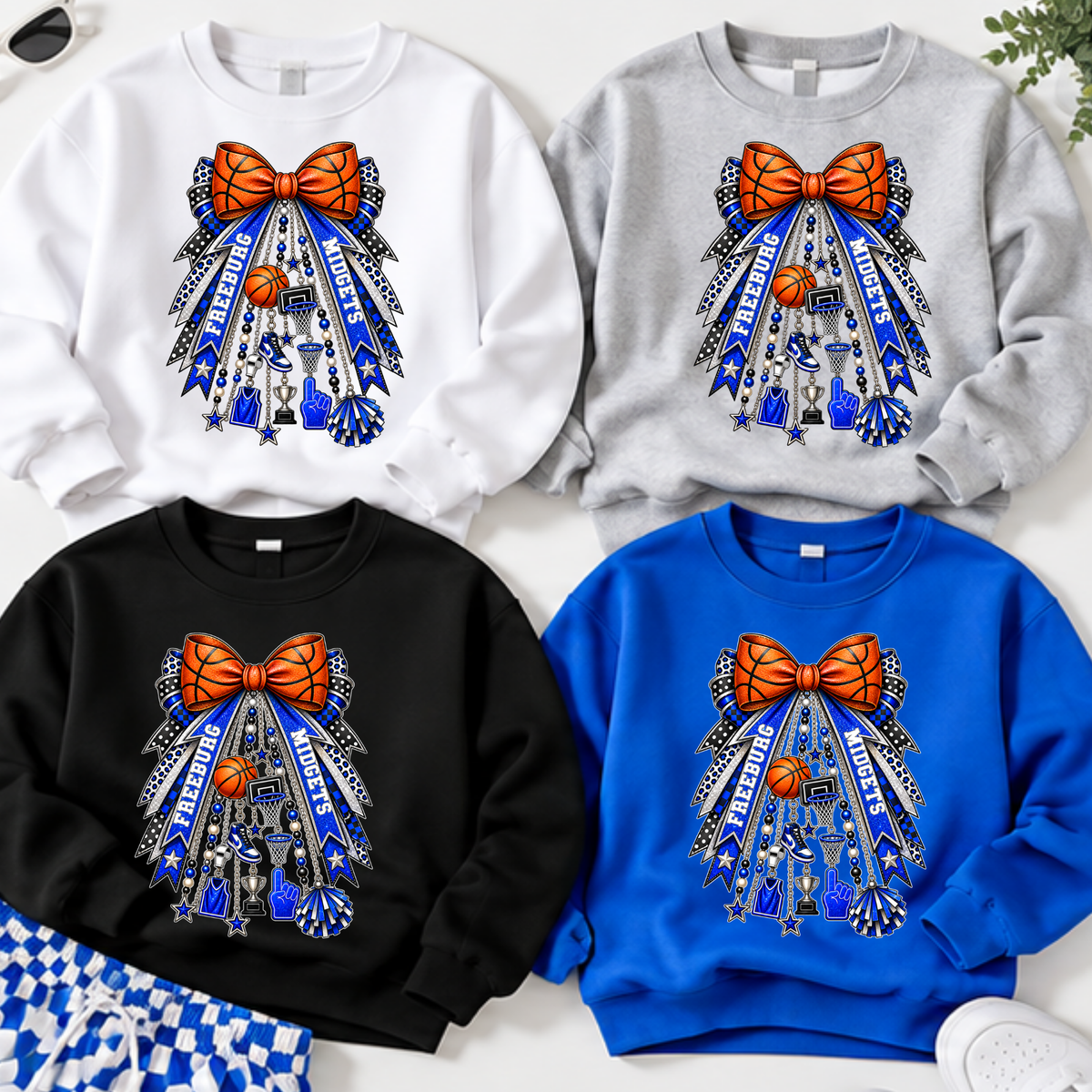 Midgets Basketball Bow with Ribbon- Sweatshirt