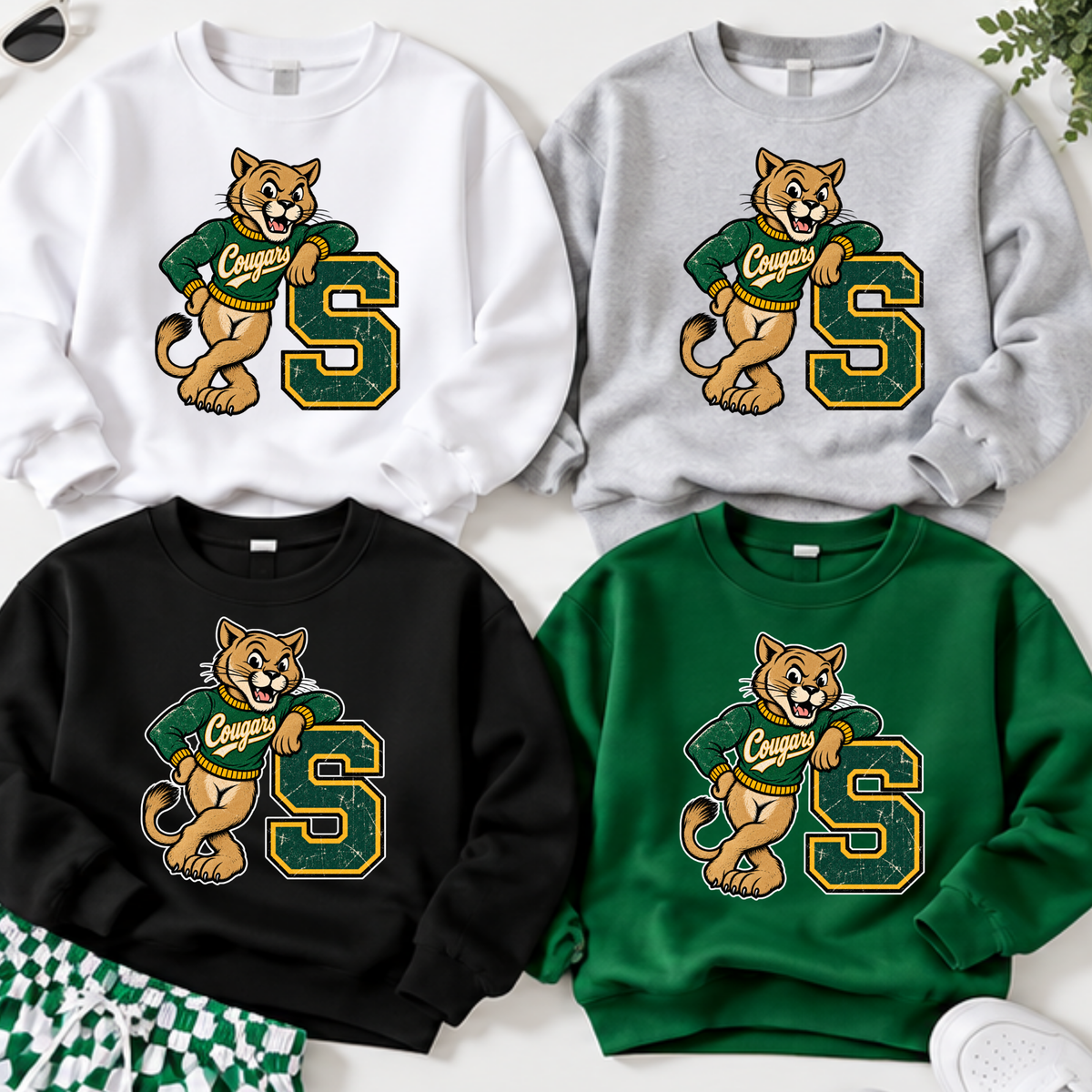 Smithton Cougars Mascot with Letter - Sweatshirt