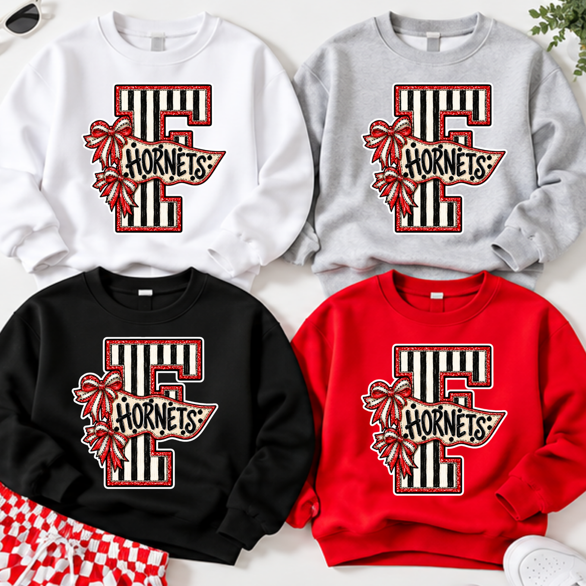 Freeburg Hornets Large F with Flag - Sweatshirt
